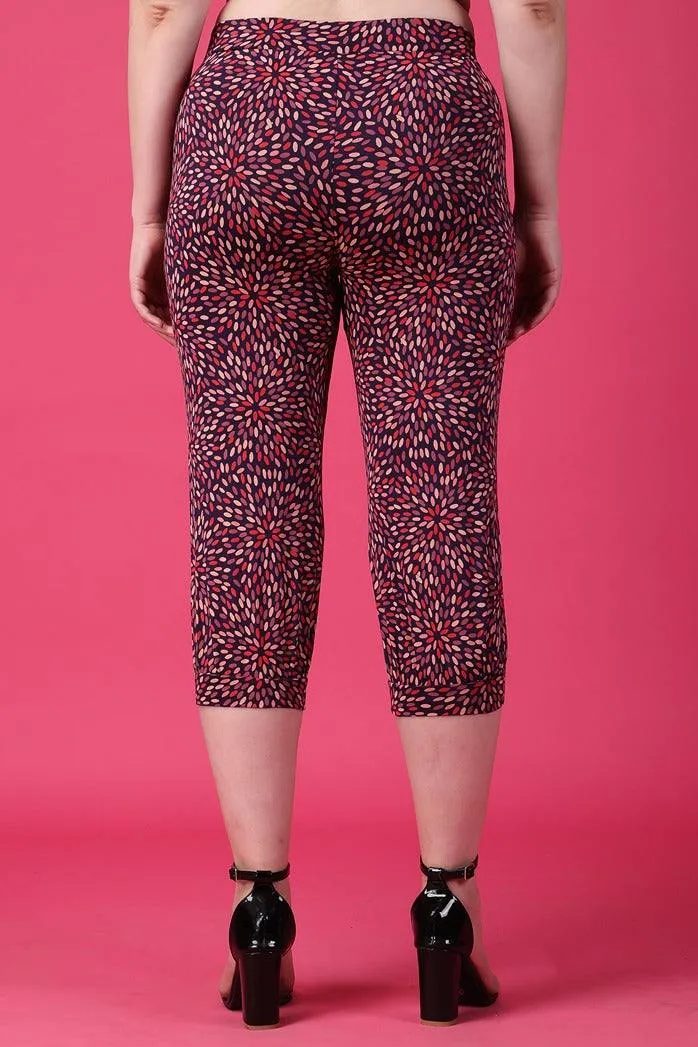 Purple Rice Printed Cropped Pyjamas