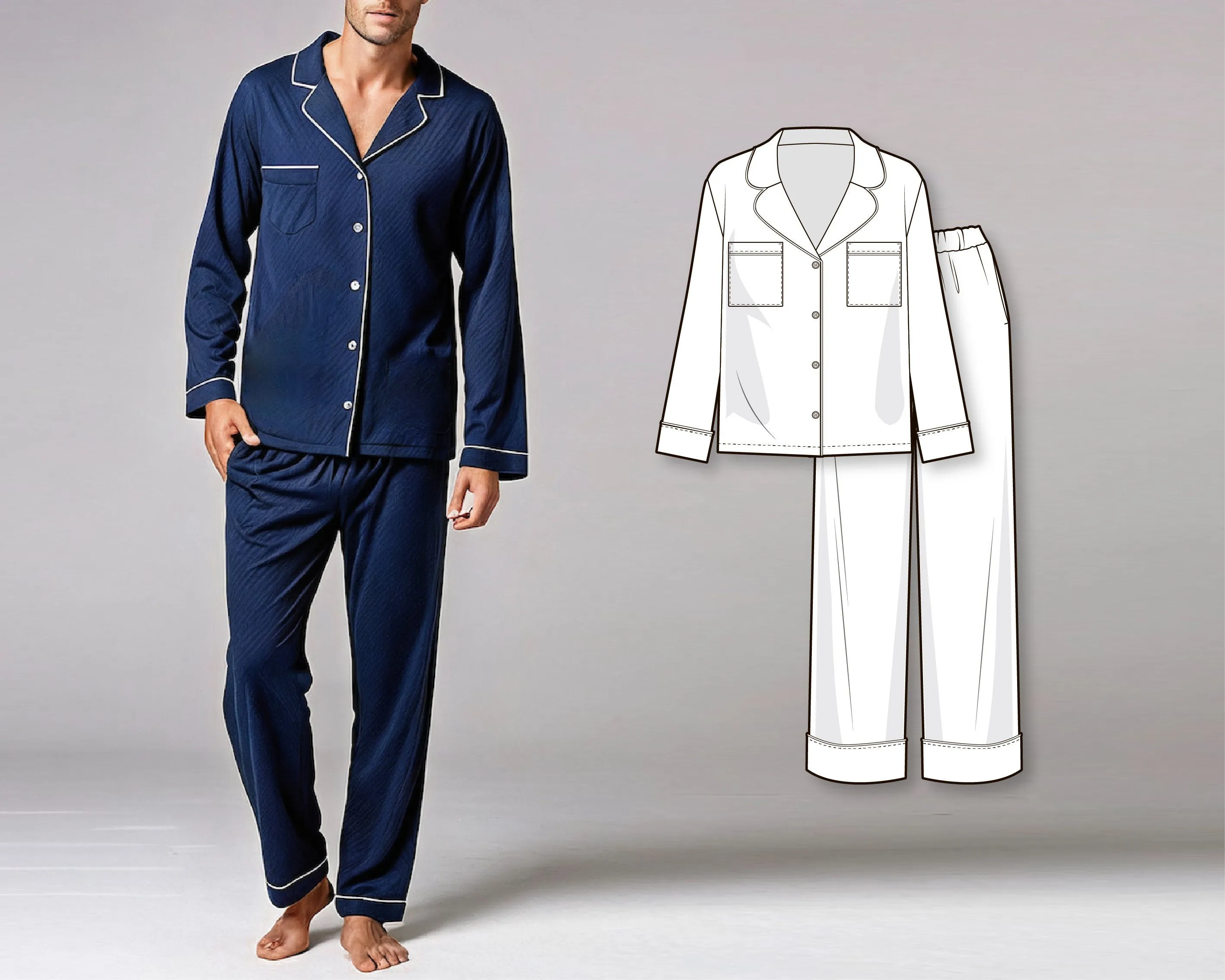 Pyjama Sewing Pattern - Sleepwear Patterns - Men's PDF Sewing Patterns - PDF Pajama Patterns - Pj Pattern - Pj Woven Pattern