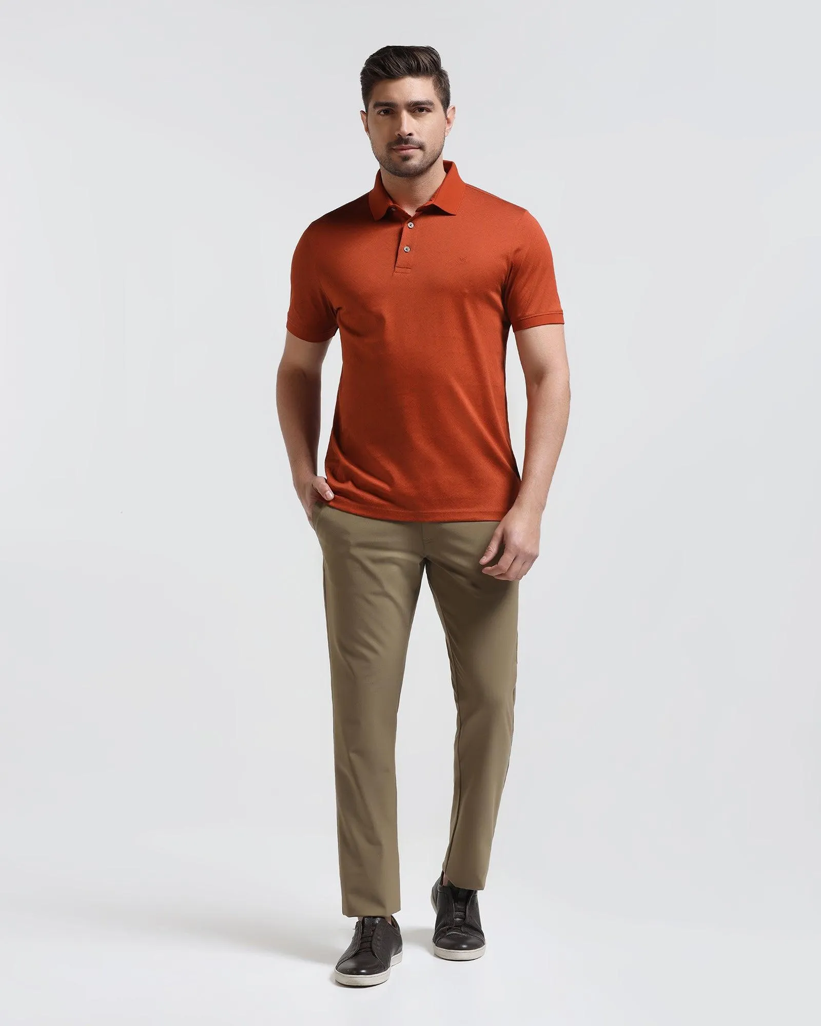 Slim Fit B-91 Casual Olive Solid Khakis - Tulip