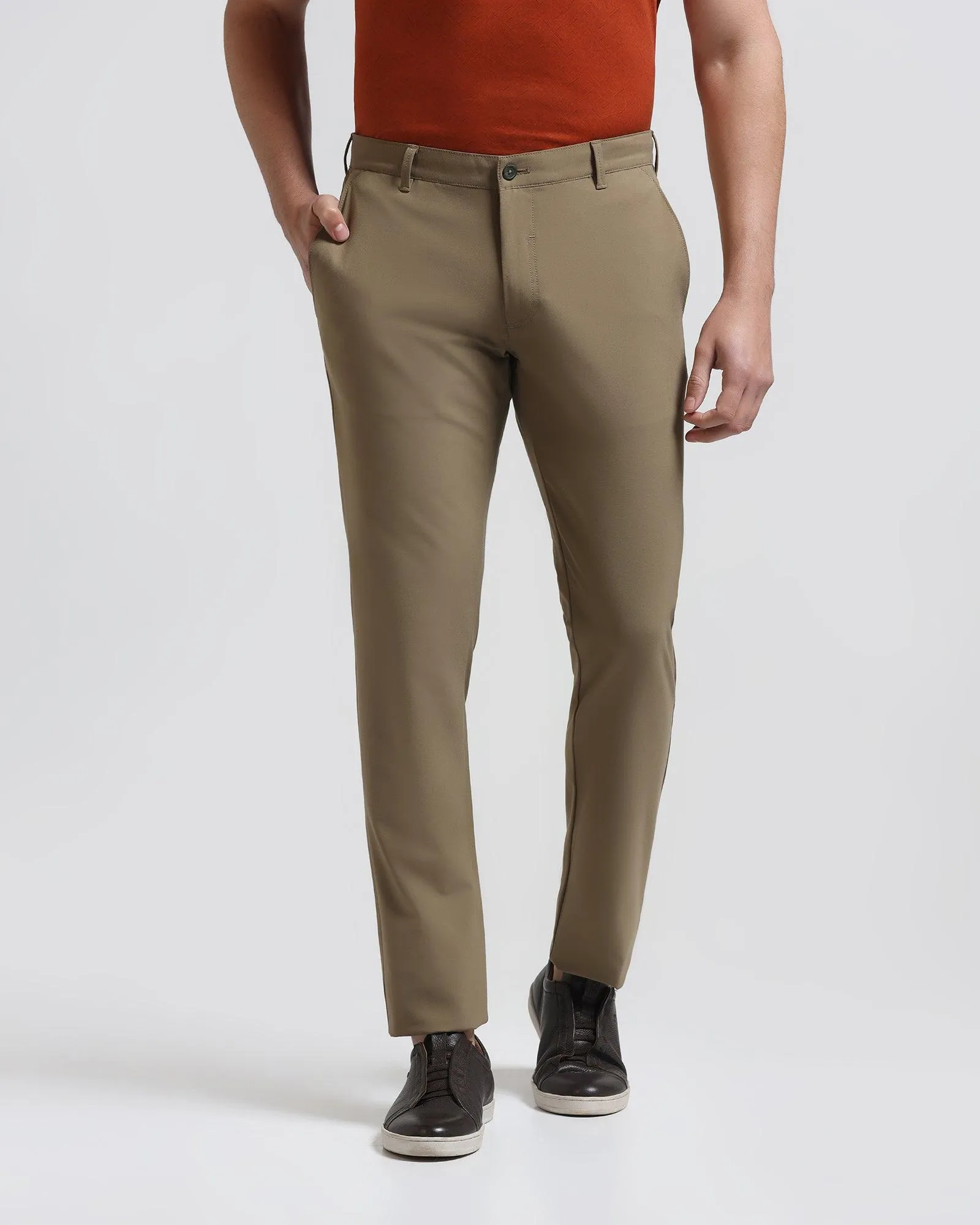 Slim Fit B-91 Casual Olive Solid Khakis - Tulip