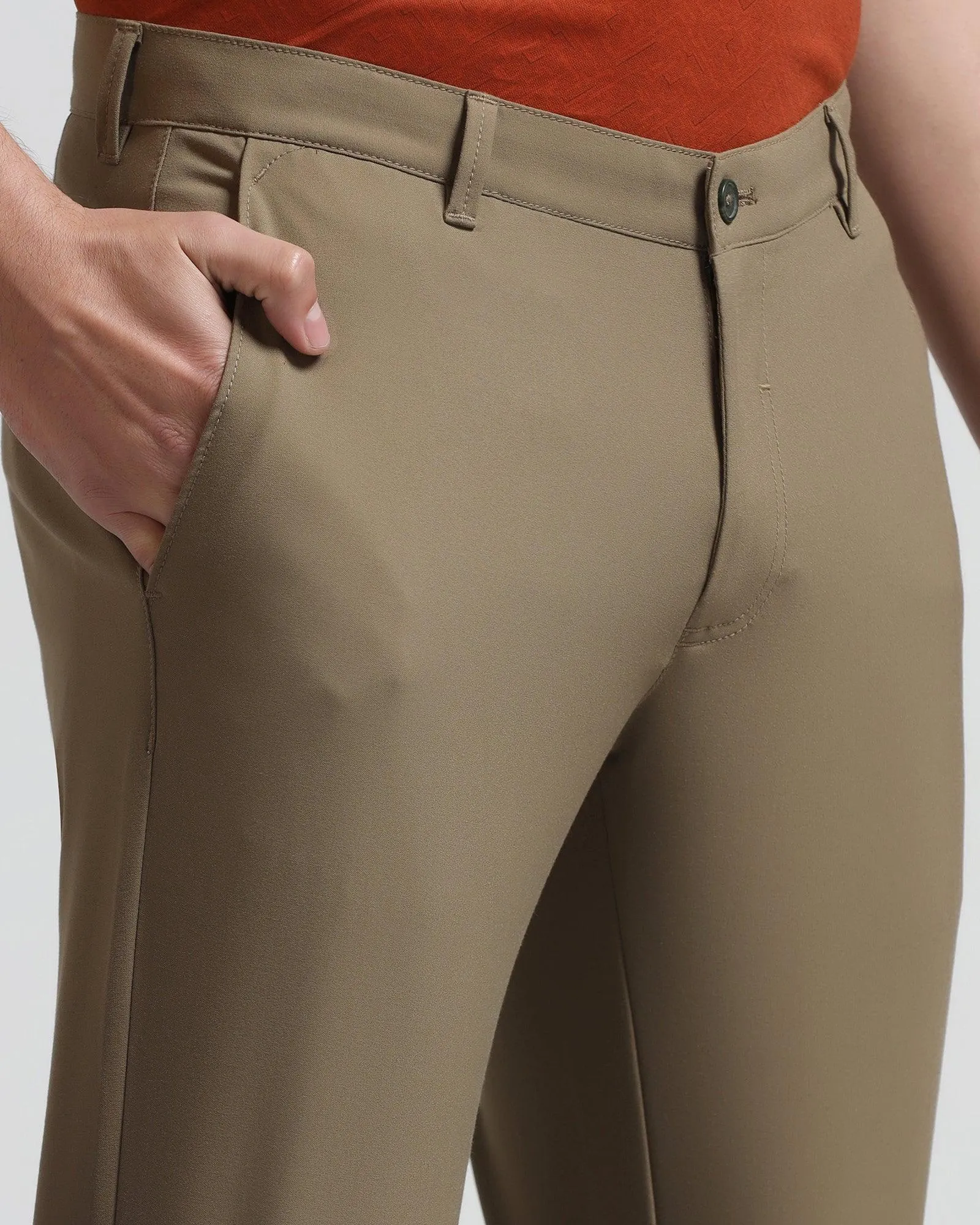 Slim Fit B-91 Casual Olive Solid Khakis - Tulip