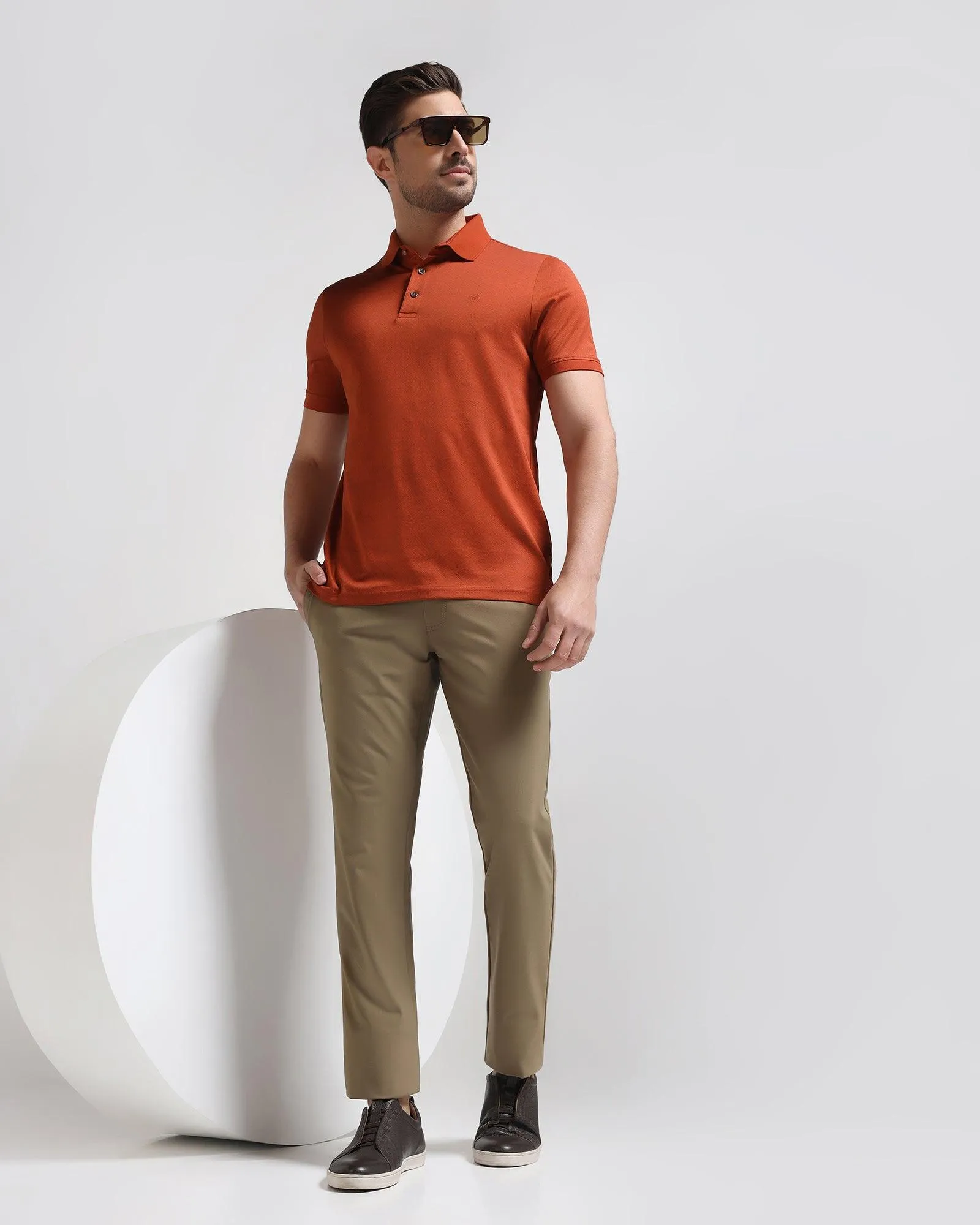 Slim Fit B-91 Casual Olive Solid Khakis - Tulip