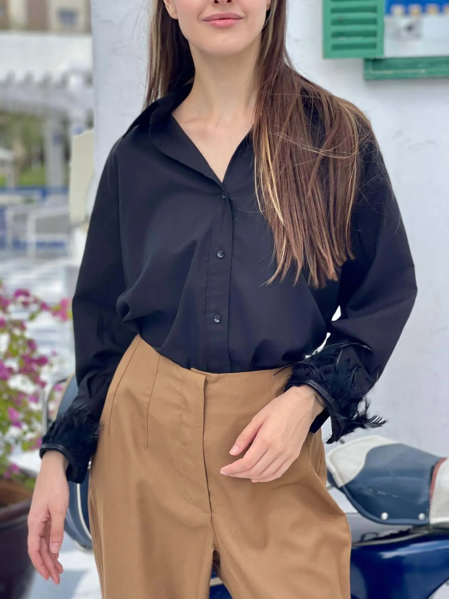 Solid Basic Pants In Coffee Brown