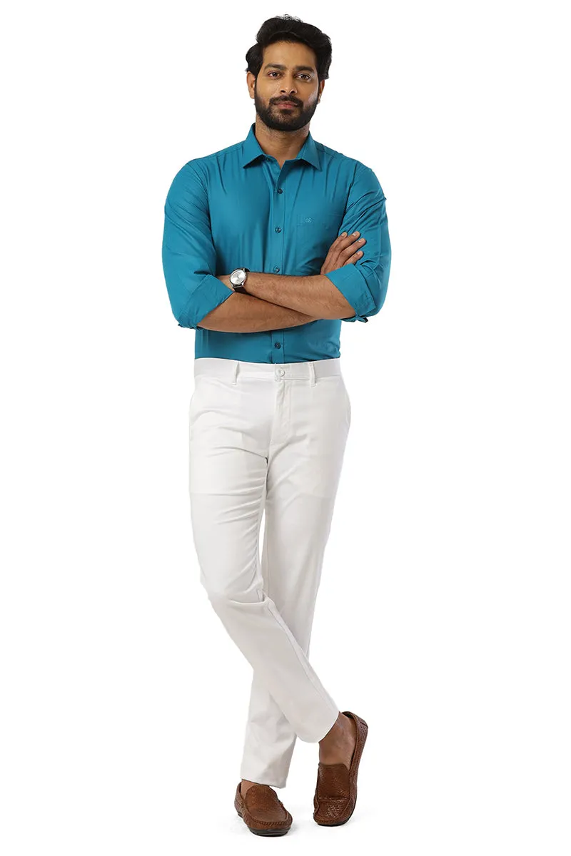 Super Soft - Dark Peacock Blue Formal Shirts for Men | Ariser