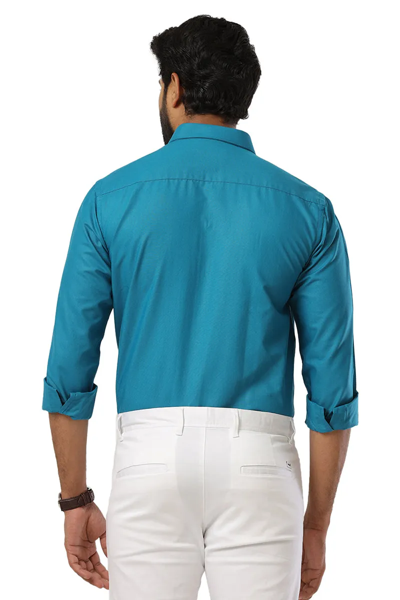 Super Soft - Dark Peacock Blue Formal Shirts for Men | Ariser