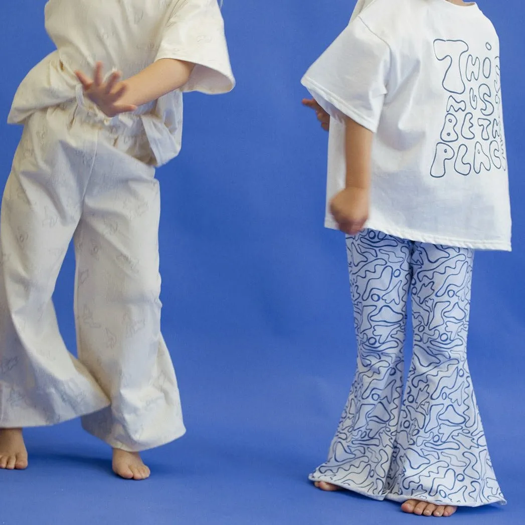 The Laze patterned children's flared pants - electric blue