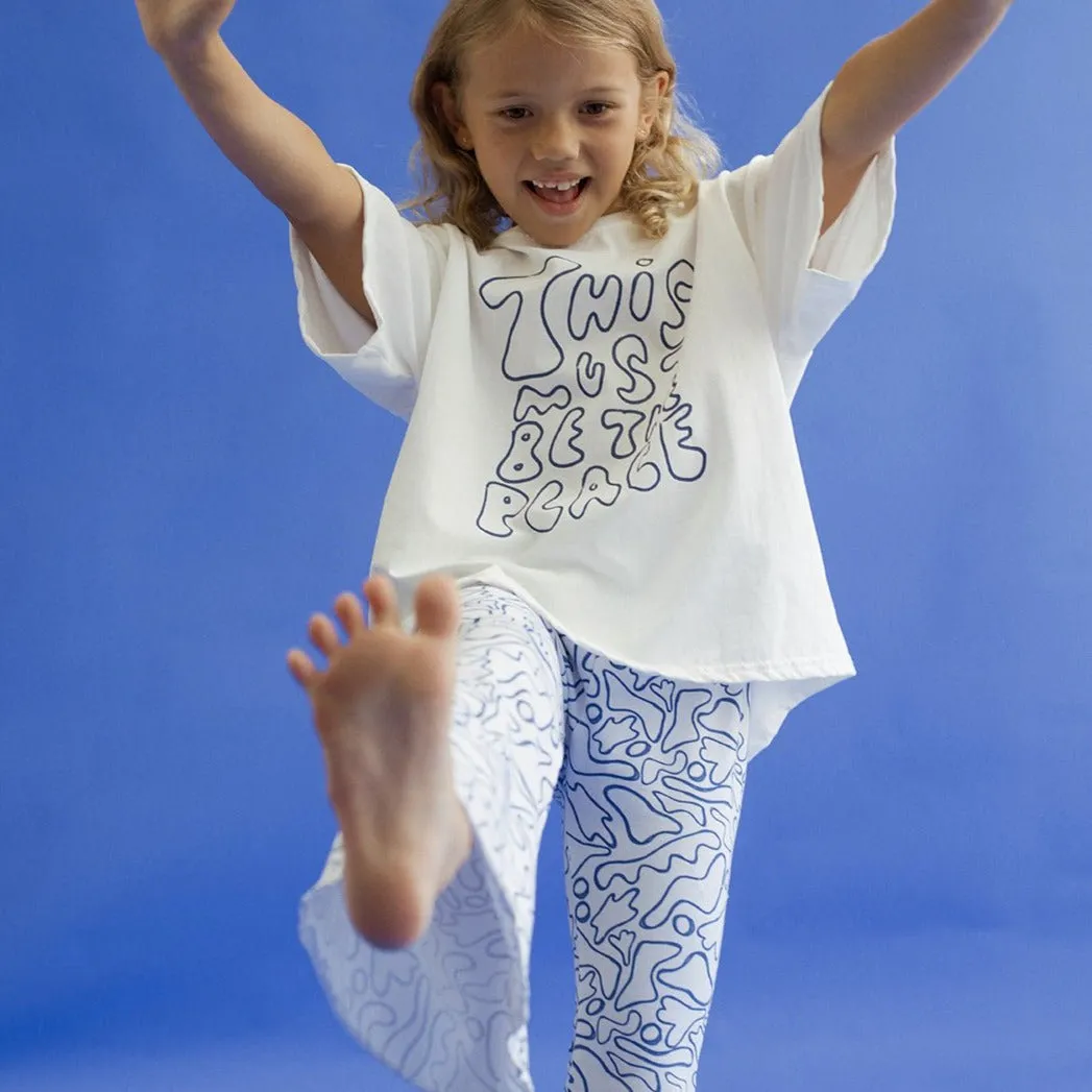 The Laze patterned children's flared pants - electric blue