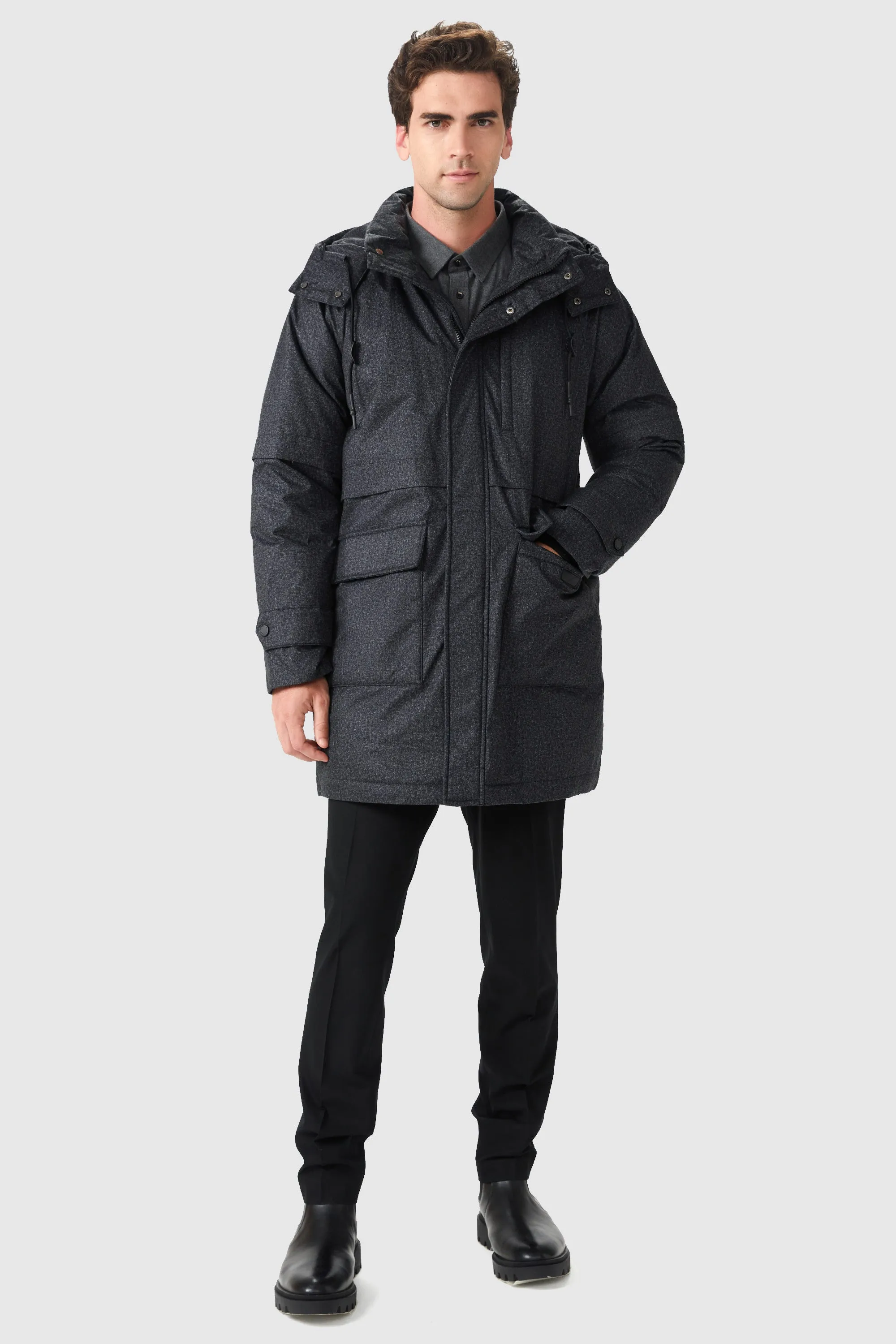 Windproof Down Jacket with Hood