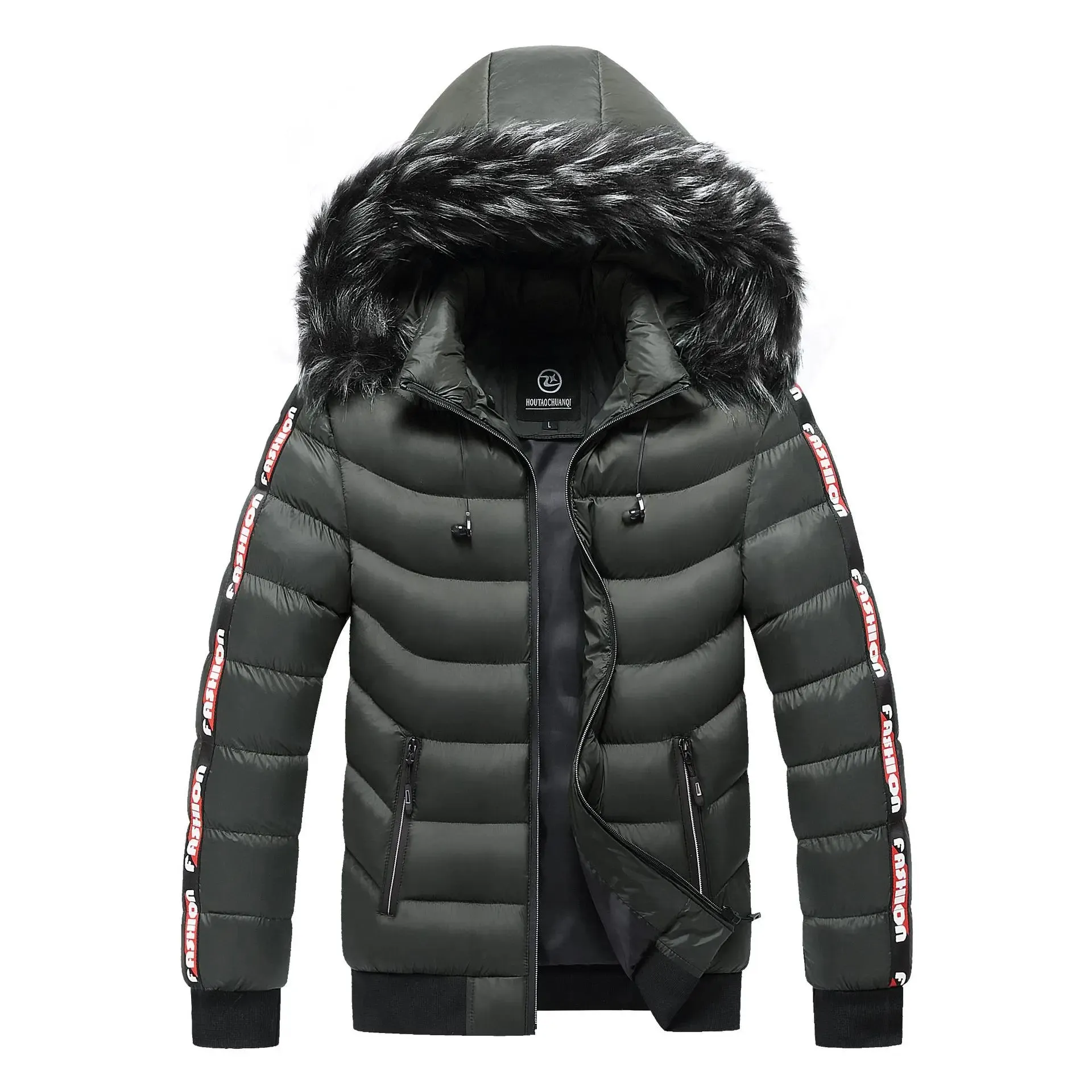 Winter Men Warm Hooded Parkas Jackets Mens Windbreaker Outwear Parkas Coats Men Autumn Detachable Hat Outfits Parkas Coats Male