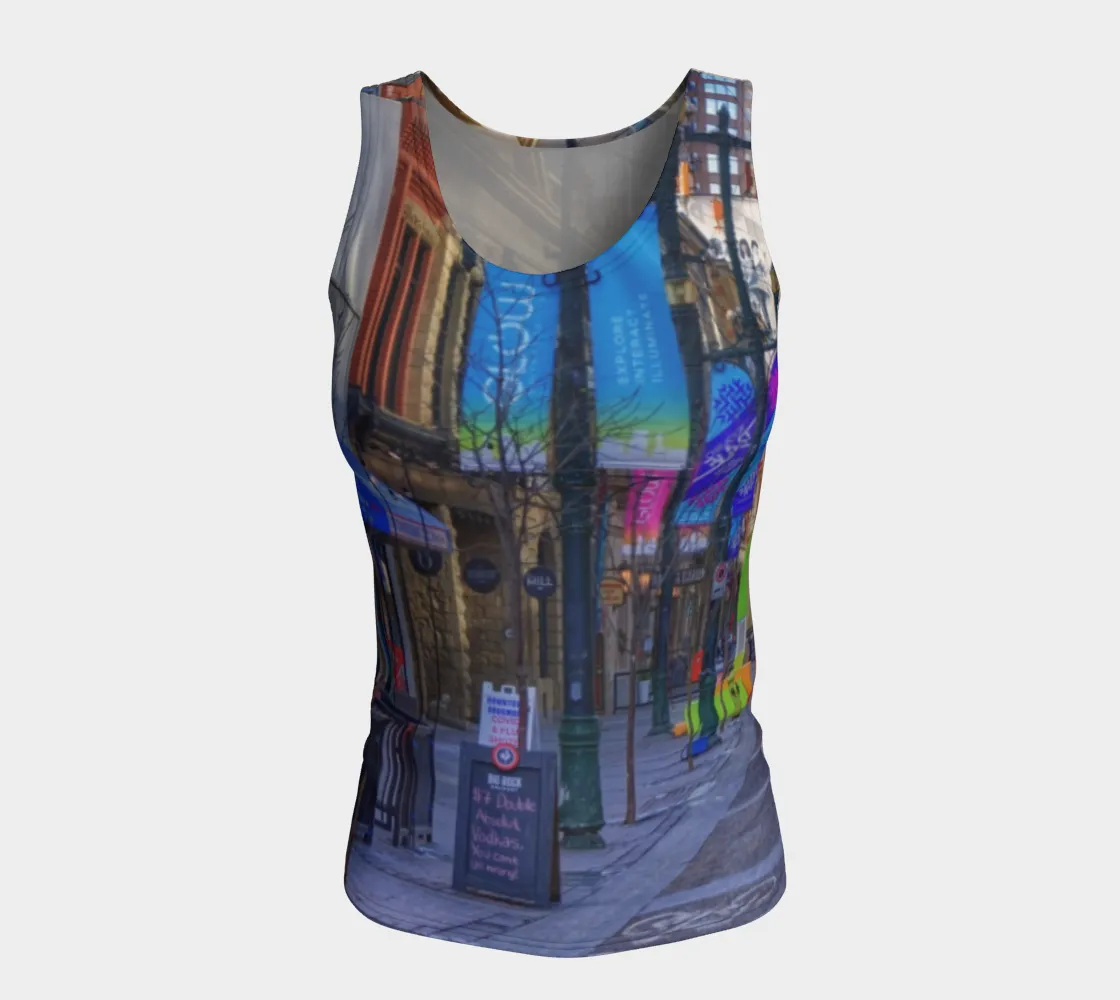 Women's All-Over Fitted Regular Tank Top - Downtown Calgary Stephen Avenue